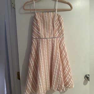 City Studio Striped Strapless Dress